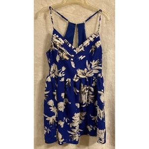 Blue dress with white floral print, Karlie M